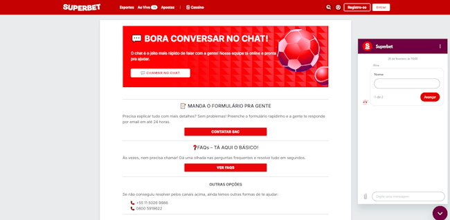 Freebet cadastro